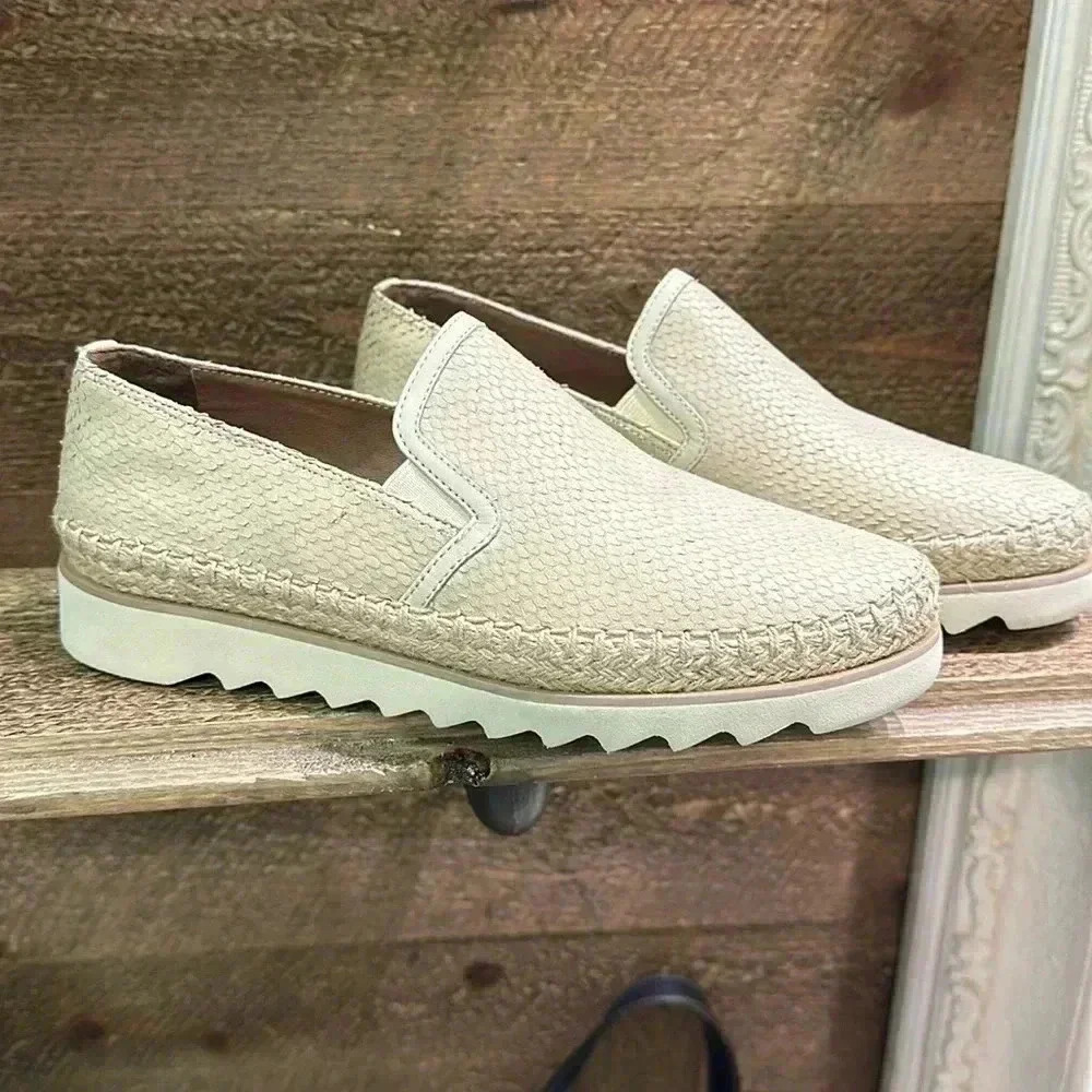 Donald J. Pliner Cream Woven Slip-On Espadrilles